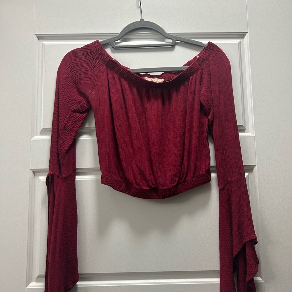 Elegant Off-Shoulder Burgundy Top